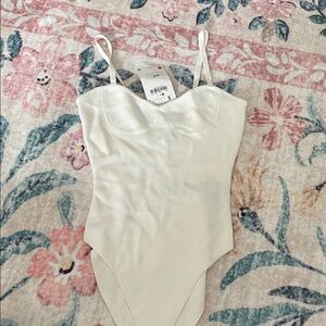 NWT Cream Ribbed Bodysuit